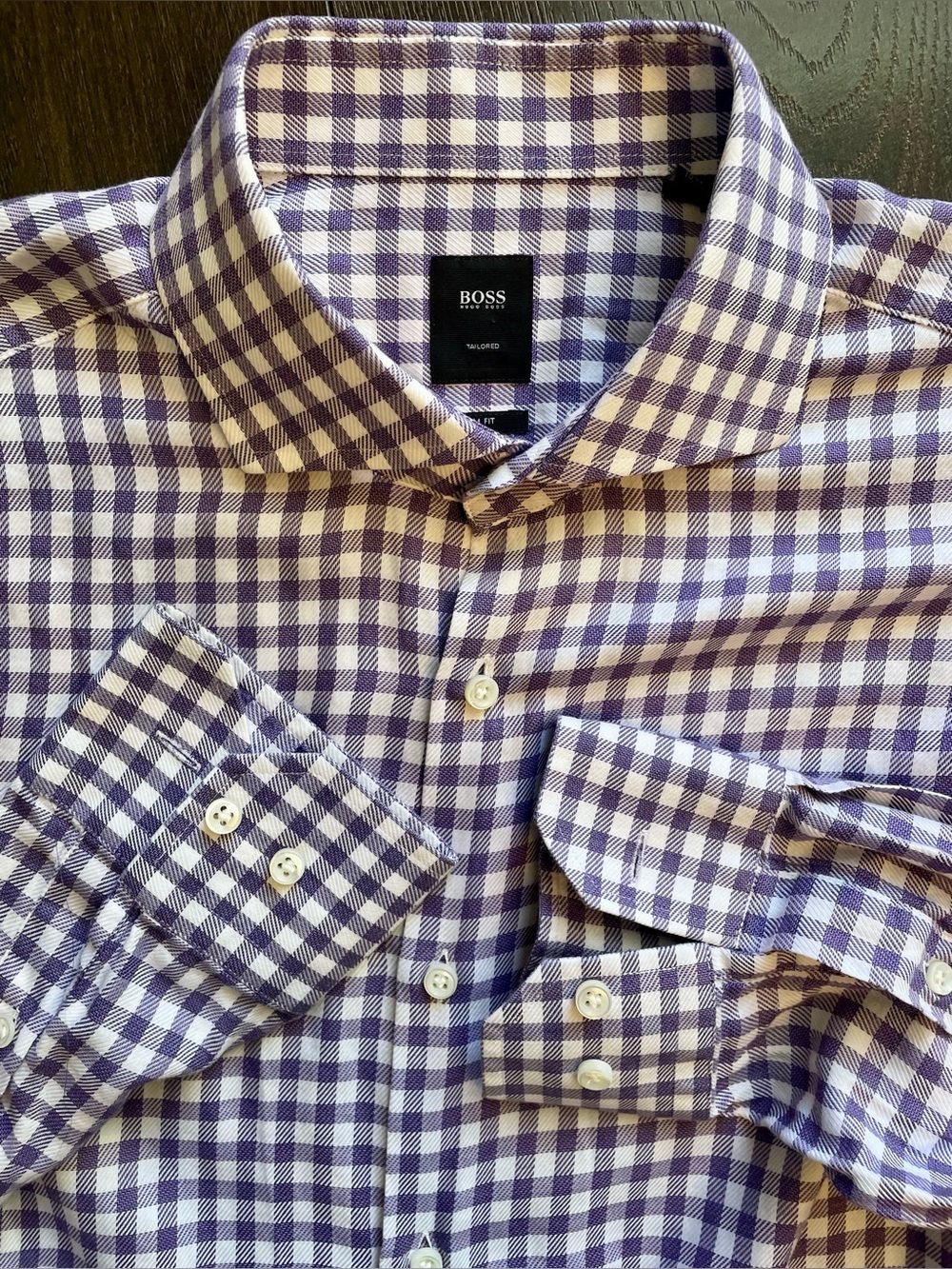 Hugo Boss -All cotton checkered shirt Size 42 (16.5” neck)
